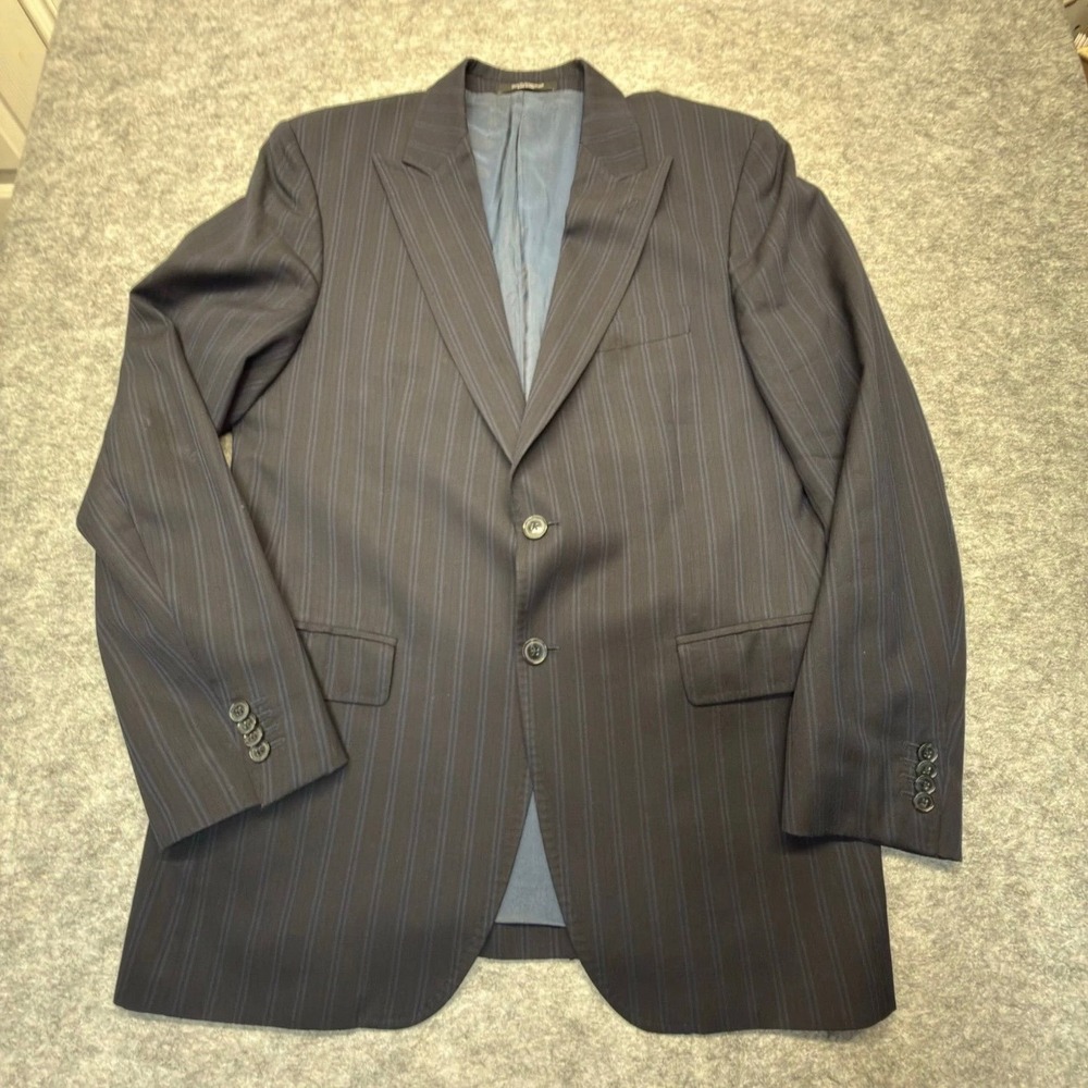 Dolce & Gabbana Suit Jacket Mens 52 (L) Pinstripe Virgin Wool Navy Blue Blazer